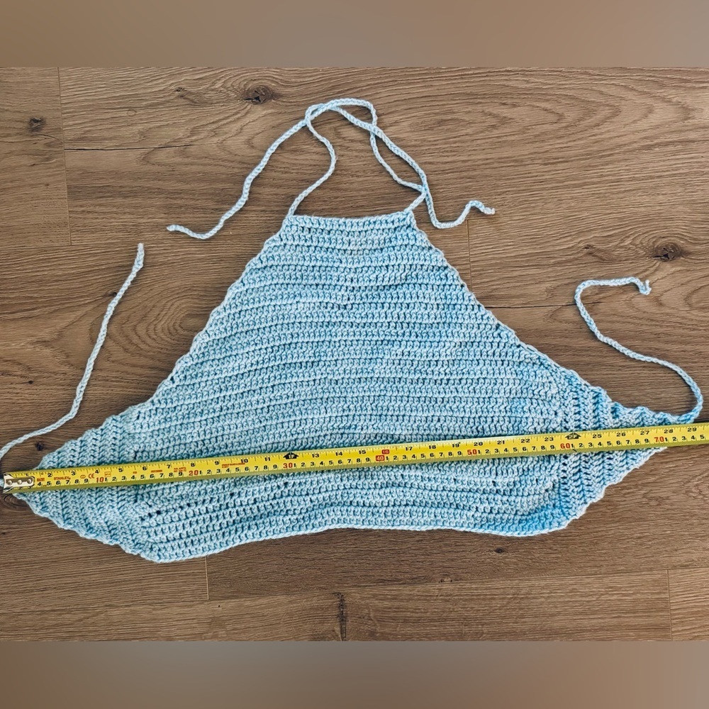 Handmade Crochet Halter Top in Baby Blue - Picture 2 of 3